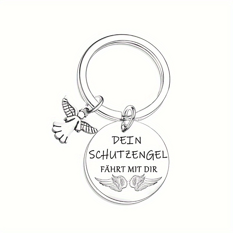 Stylish Stainless Steel Keychain Featuring A Guardian And An Uplifting Message - An Birthday Present For Daughters And Nieces, Designed Simply With A Peace Charm - Perfect For New Drivers