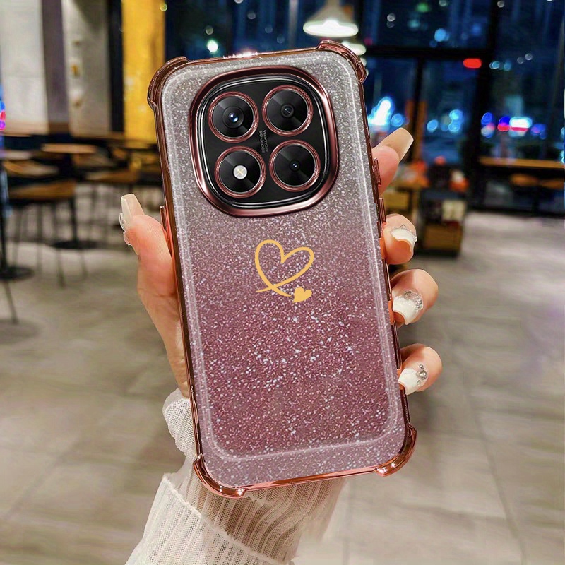 TEMU Étui téléphone : Peinture haut de gamme , nouveau cadre électroplaqué pour Redmi Note 14, Note 14 Pro+, Note 14 Pro, -chute, étui souple avec