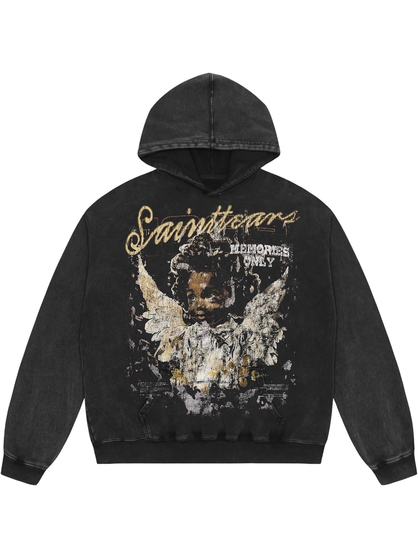 black graphic hoodie sold on Temu United States