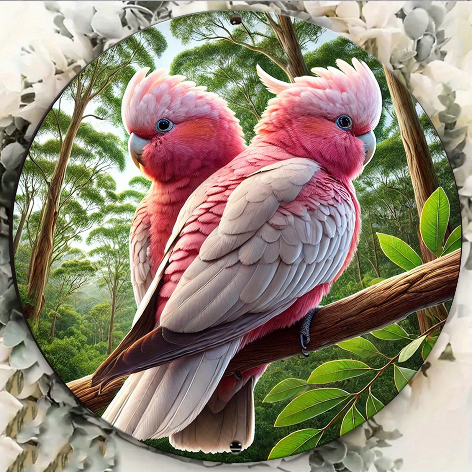 TEMU 2d Flat - 2d Plane - 2d Retro Metal Wall Art - 8.0x8.0 Inch Round Tin Can Sign With Green Leaves And A On The Branch, Suitable For Home, Cafe,