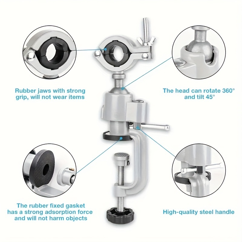 [Diy Projects] One Small Bracket, Electric Drill Bracket, Electric Grinding Bracket, Universal Bracket, 360 Degree Rotatable Multifunctional Bracket, Electric Drill Clip, Electric Drill Holder, Tool Stability Support|Metal Construction|Adjustable Height Stand