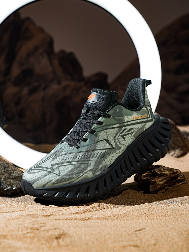 Men'S Lightweight Breathable Running Shoes - Cushioned Athletic Sneakers with Non-Slip MD/TPR Outsole, All-Season Training Shoes for Gym, Hiking, Jogging - Grey/Green Accents - Lace-Up Closure for Secure Fit - Ideal for Beginners & Advanced Runners, Outdoor Activities, Sporty Design, Durable Construction, Performance Footwear, Active Lifestyle