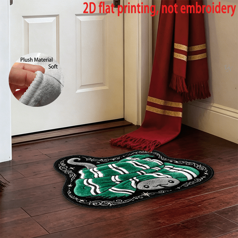TEMU 1pc Wb Harry Potter Slytherin Themed Suitable For Halloween, Christmas Gifts, Soft Flannel Floor Mat With Slytherin, Machine Washable Indoor
