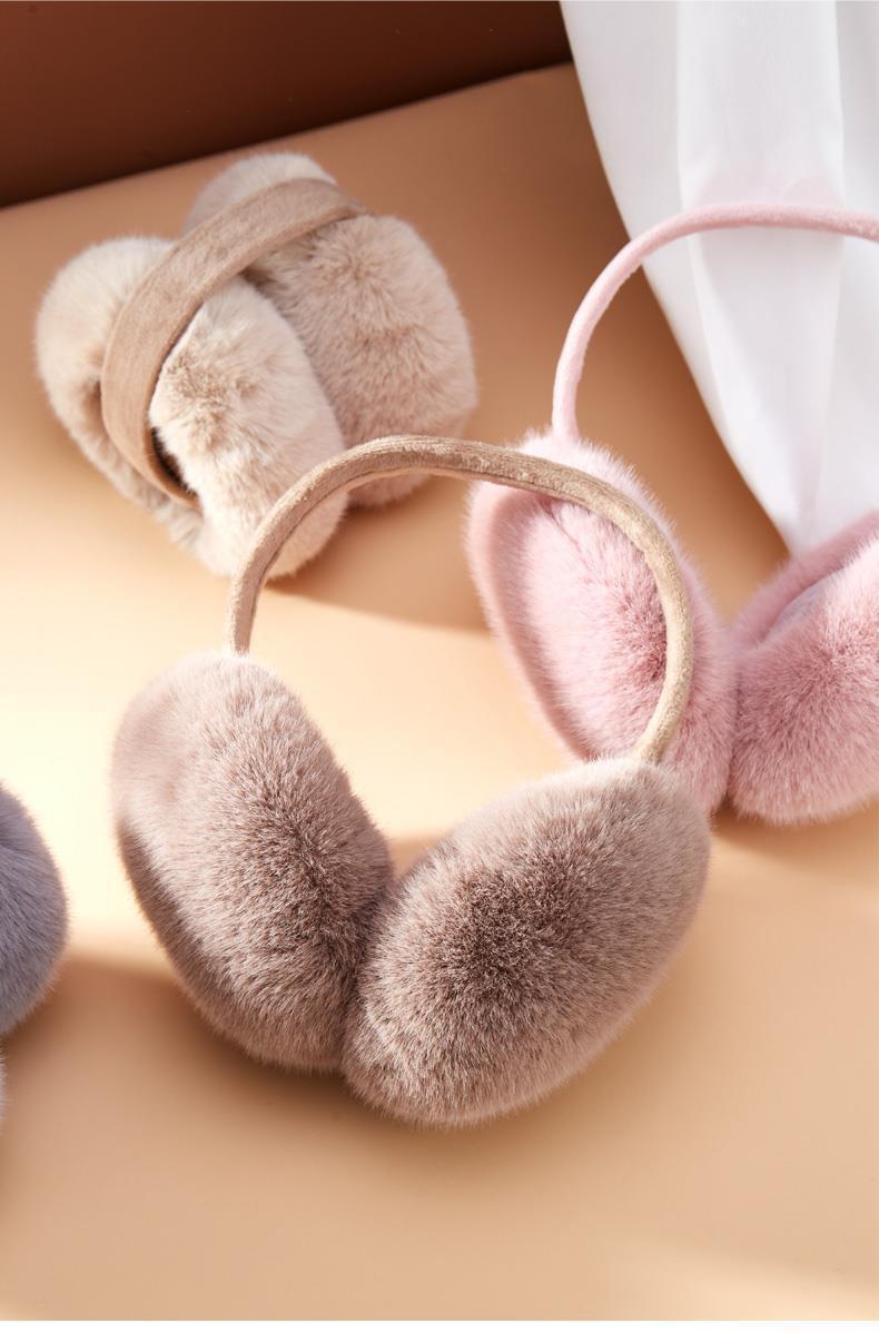 Plush Foldable Earmuffs - Stretchy, Hand-Washable Polyester for Winter Warmth & Style, Ear Tips, Ear Bags details 0