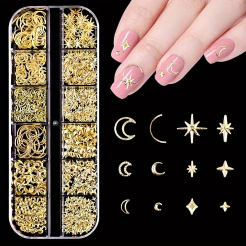 Moon rod nail parts Set 8P ♥︎·₊ 6 compartment star moon nail art