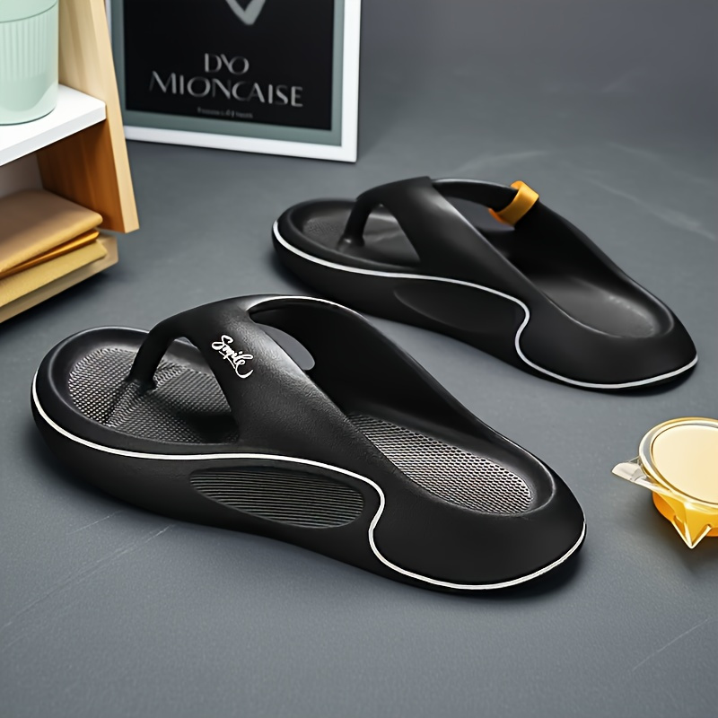 mens stylish comfortable non slip thick sole flip flops durable eva material fashionable summer slides for casual wear and outdoor activities Product details 3