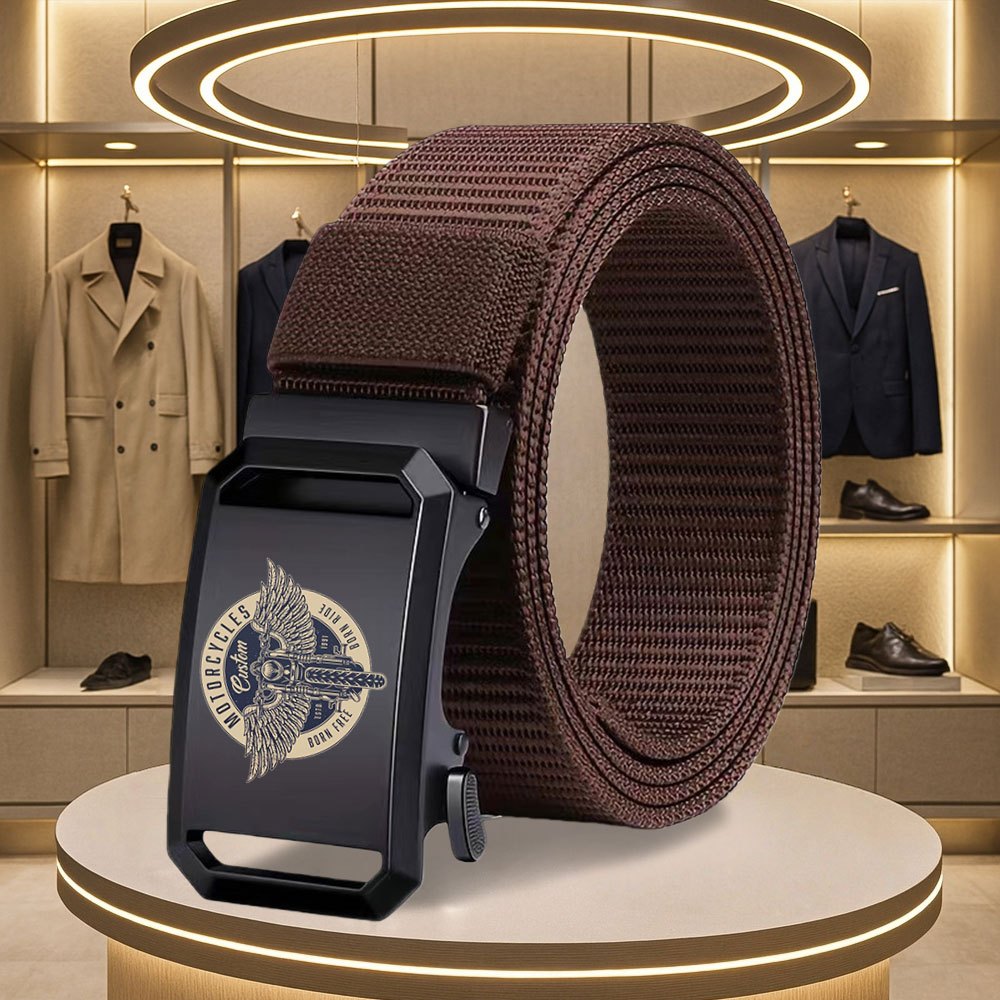 TEMU Men's Novelty Belt - Fashionable Casual Accessory With Minimalist Design, Featuring The Motorcycles Pattern. A Stylish Men's Belt For Sports,