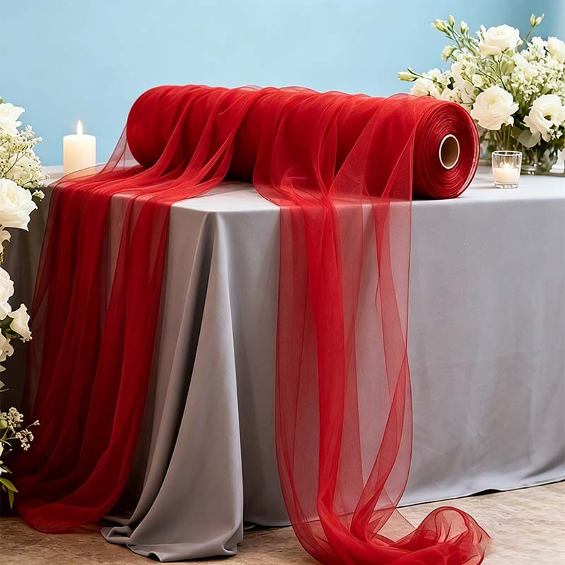 TEMU 1 Roll Of Vibrant Tulle Fabric - Extra-long Suitable For Wedding Arch, Table & Chair Decorations, Wedding Gown Making, Stage Backdrop - Hand