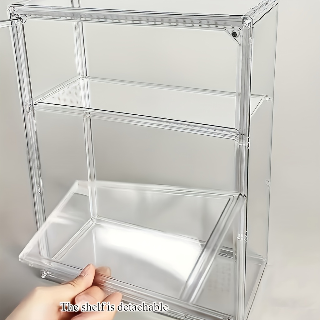 3-tier Clear Acrylic Display Case With Magnetic Door Organizer, Dustproof Desktop Shelf & Storage Box, Minimalist Decor Collectibles Organizer