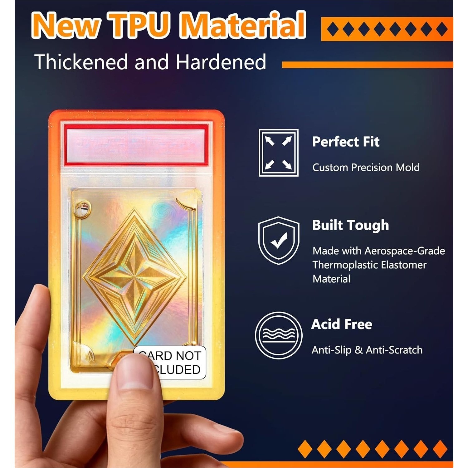 1pc Hard TPU Bumper Guard Slab Case Compatible for PSA Graded Cards, Suitable for Trading Card Protective Cover with Shockproof Edge Protection, Slab Edge for PSA Holders, Collector' Trading Card Protection