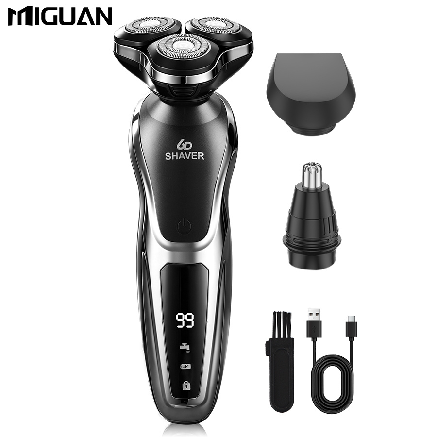 TEMU Kit de soins de beauté pour homme : ensemble combiné rasoir à têtes, tondeuse à et tondeuse à poils de nez, chargement de type C, à affichage