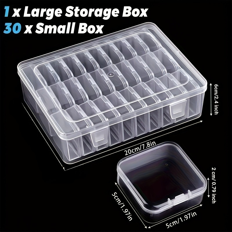 TEMU 31 pezzi (30 piccole scatole e 1 scatola grande), custodia organizer in plastica per orecchini, gioielli, perline per pittura su diamante, feste