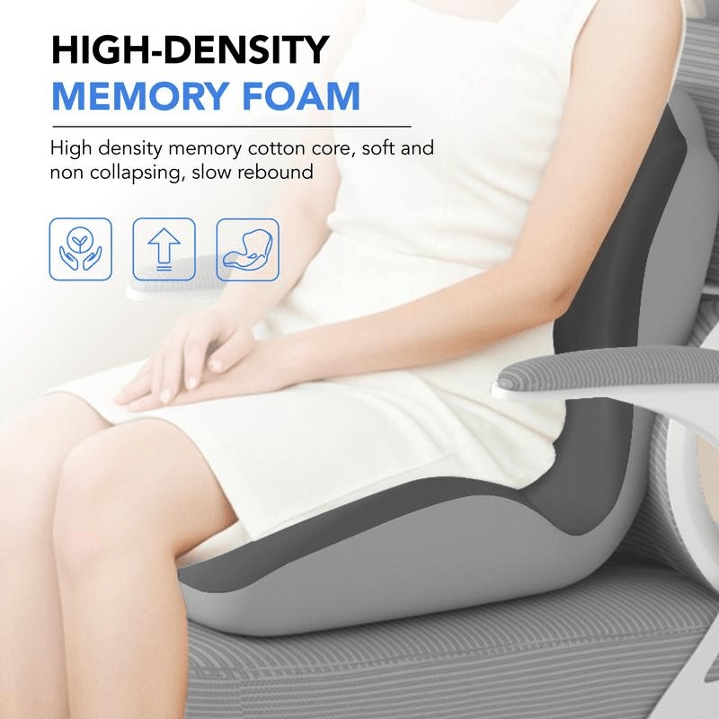 Ergonomic Memory Foam Seat Cushion with Lumbar and Back Support, Office Chair Cushion, Stool Cushion, Car Seat Cushion, Relieves Back Pain, Reduces Pressure, Perfect Gift for Parents and Friends