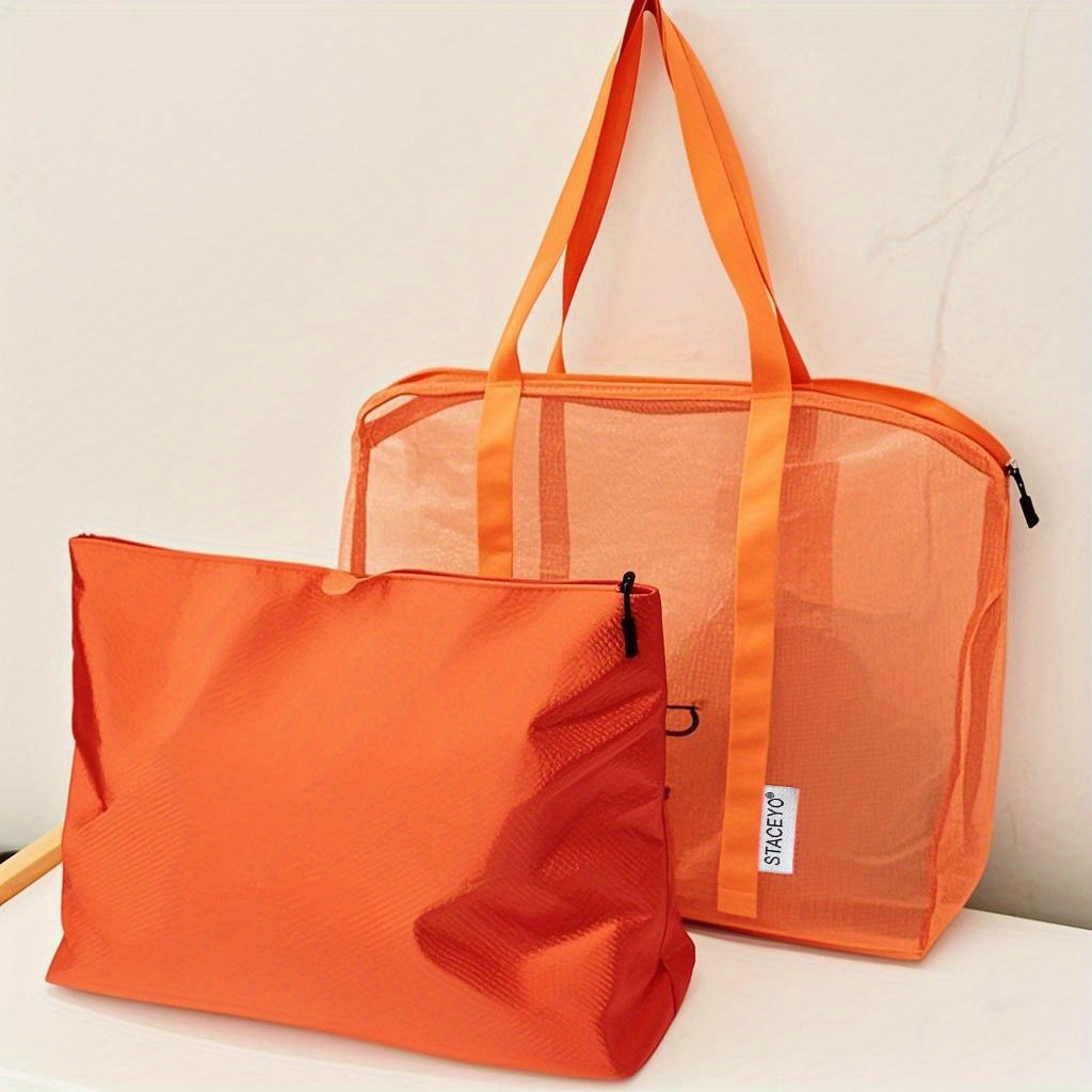 E-shop Material Strand Reise Mesh Tasche Große Kapazität Handtuch Hausschuhe Gitter Aufbewahrungstasche Netz Strandtasche Make-up Reise Aufbewahrung