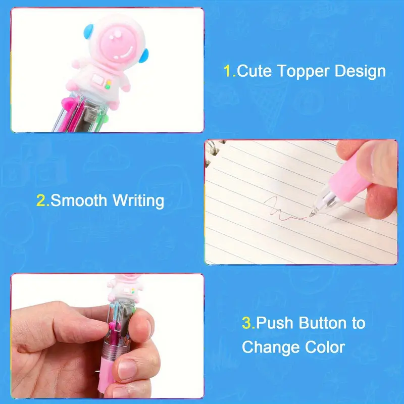24pcs mini 4 in 1 multicolor retractable ballpoint pens mini pen set with blue red black green ink school supplies classroom prizes giveaways year end gifts christmas gifts h Product details 3