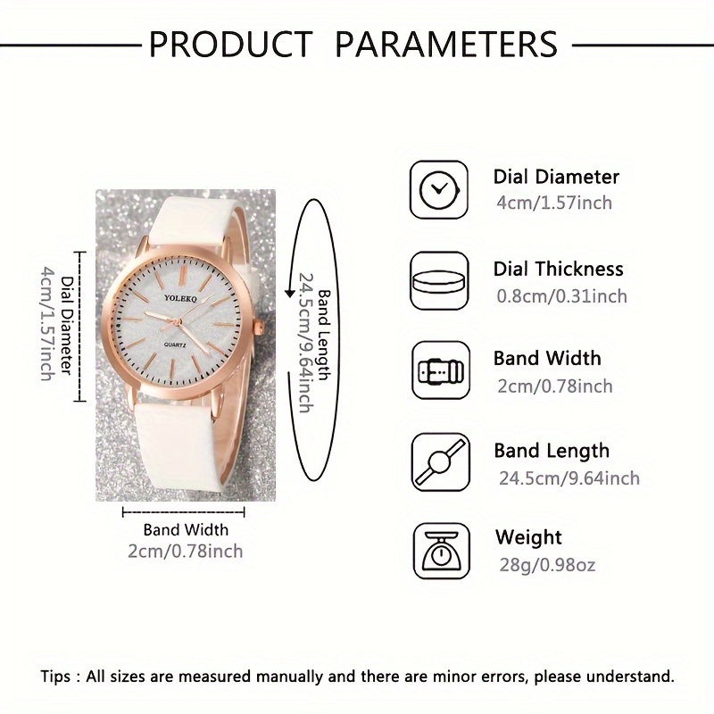 5pcs Elegant Women's Quartz Wristwatch Set with Accessories