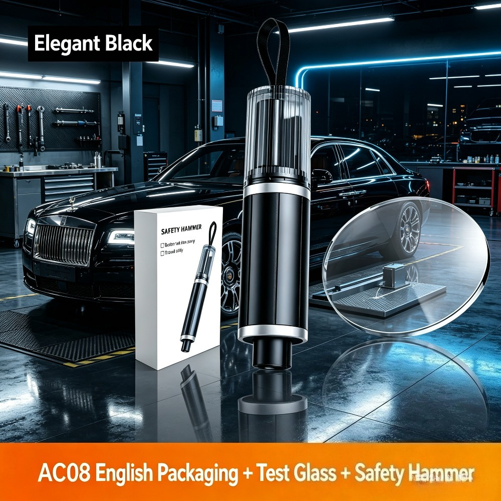 TEMU Car Emergency Safety Hammer, A 2-in-1 Window Breaker And Seatbelt Cutter, Includes Tested Glass, Features A Steel Automatic Escape , Window
