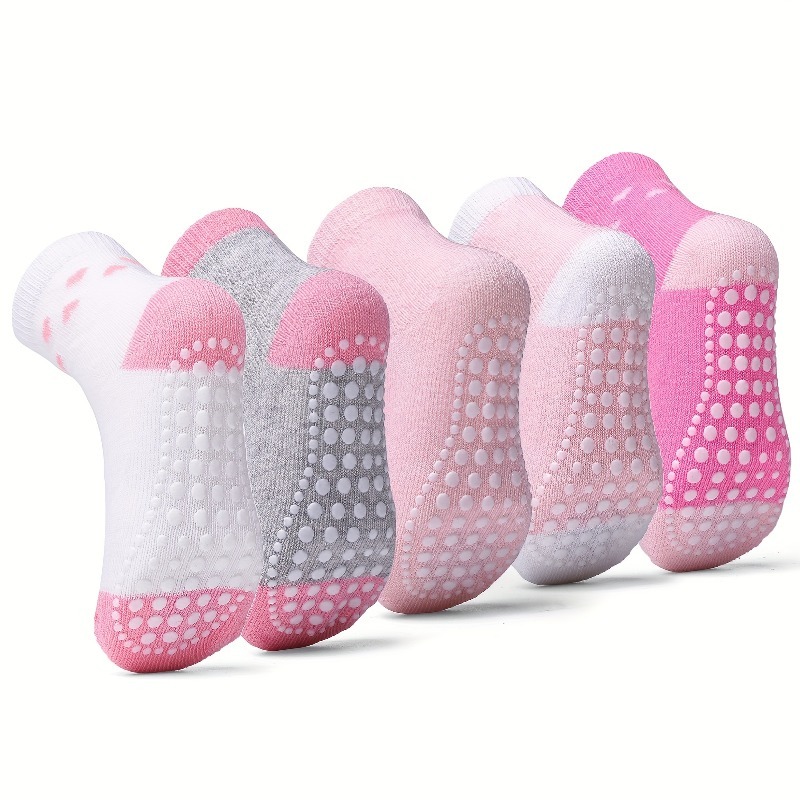 5 Pairs ' Non-slip Mid-calf Socks - Strawberry & Polka Dot Patterns, Breathable, Machine Washable Indoor Socks For , Cute Socks, Sock Design, Socks