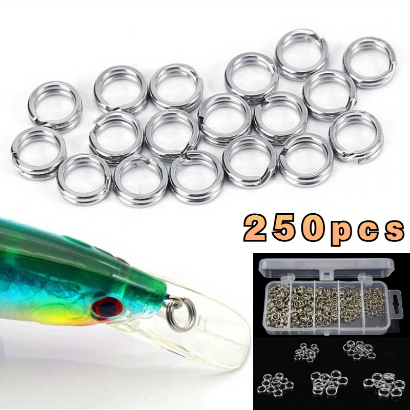 250pcs Heavy Duty Stainless Steel Fishing Split Rings - High Strength, Double Flat Wire Snap Connectors For Lures