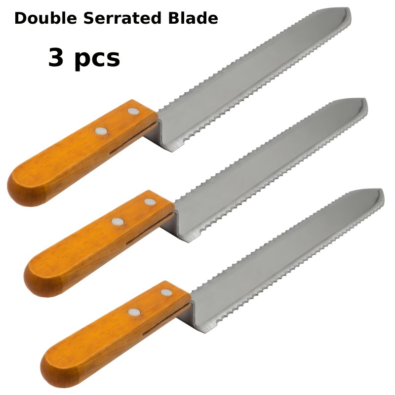 Image of 3pcs Stainless Steel Double-sided Serrated Hive Splitting Knife Beekeeping Tool And Supplies