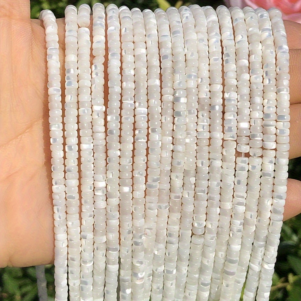 TEMU 2d Flat, 2x4mm 172pcs Natural White Horseshoe Snail Gasket Freshwater Shell Beads Flat Cylindrical Loose Spacer Beads For Diy Bracelet, Necklace