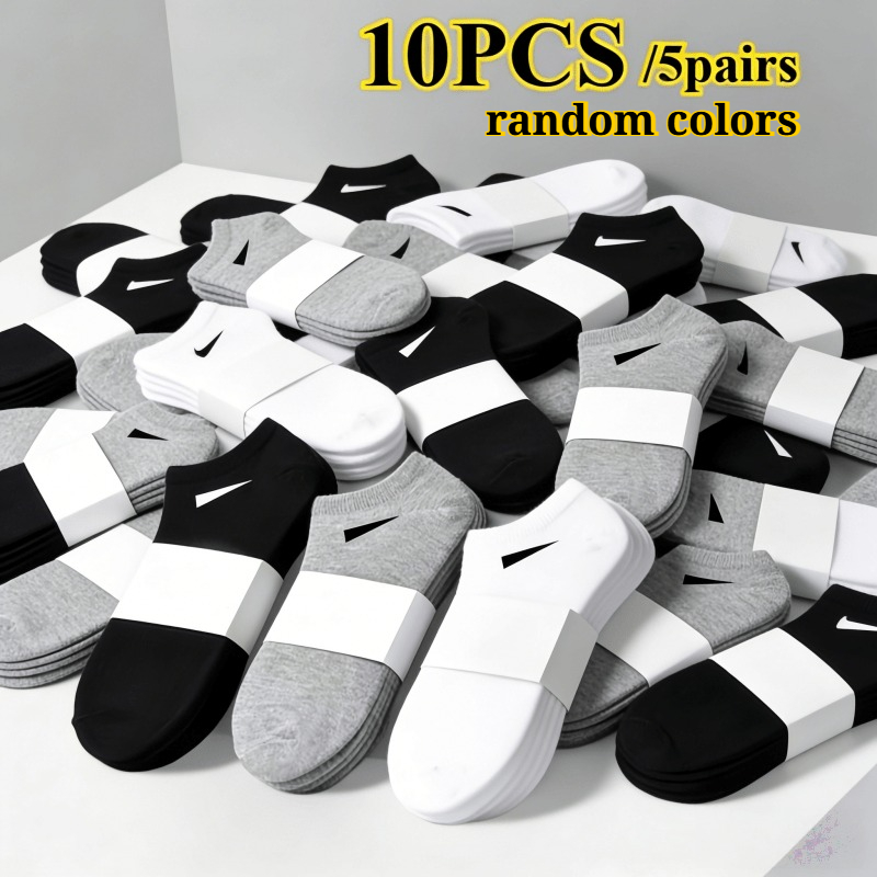TEMU 10 pezzi/5 pezzo di calzini corti sportivi casual unisex, traspiranti, confortevoli, assorbi-sudore, anti-odore, a tesa, calze per per , colori