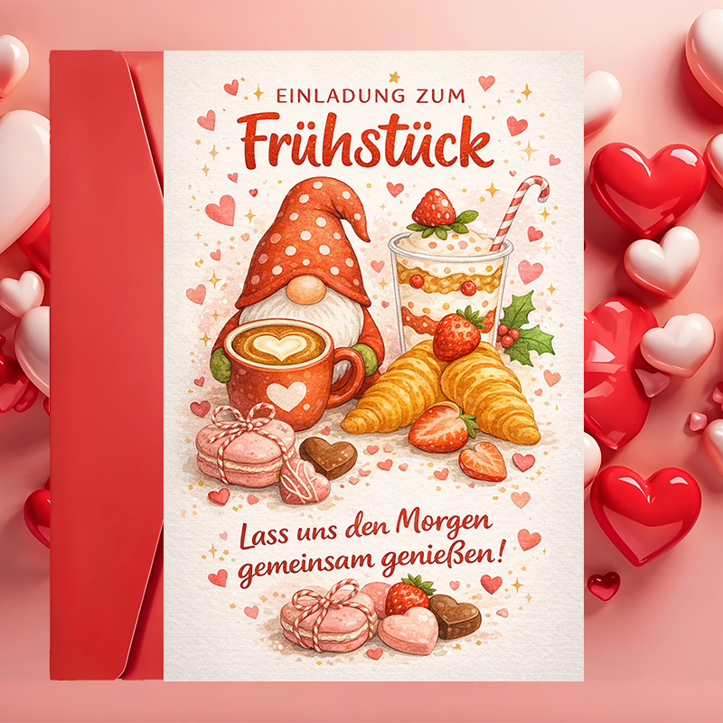 TEMU 1 Grußkarte + 1 Umschlag – Niedliche Frühstückseinladungskarte, für Freunde Liebste, um Morgenmomente zu teilen Wärme an besonderen Anlässen im