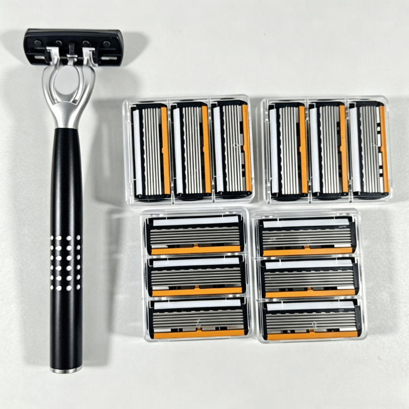 Image of Advanced Men's Safety Razor Set Six-layer Razor, Stainless Steel Handle, 6 For Shave In 1 Pass, Independent Floating Cutter Head With No Dead Corners