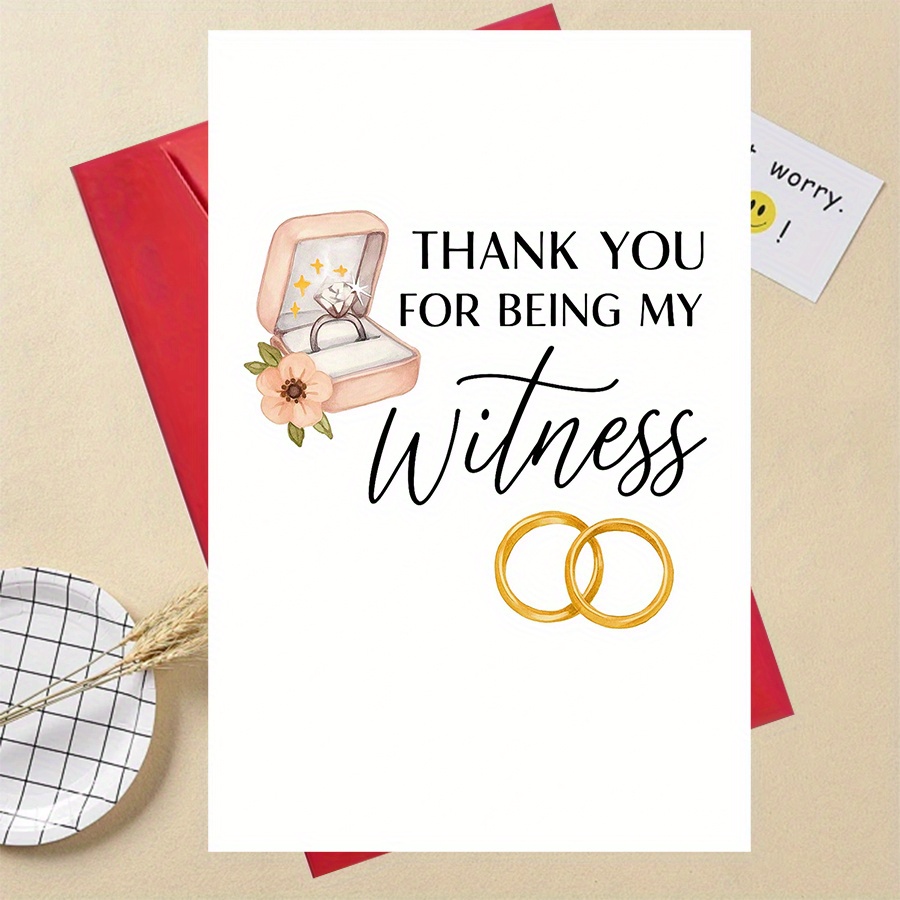 TEMU 1pc Lustige Geschenkewedding Thank You Card For Witnesses Elegant Ring Design Perfect For Couples To Gratitude During Wedding
