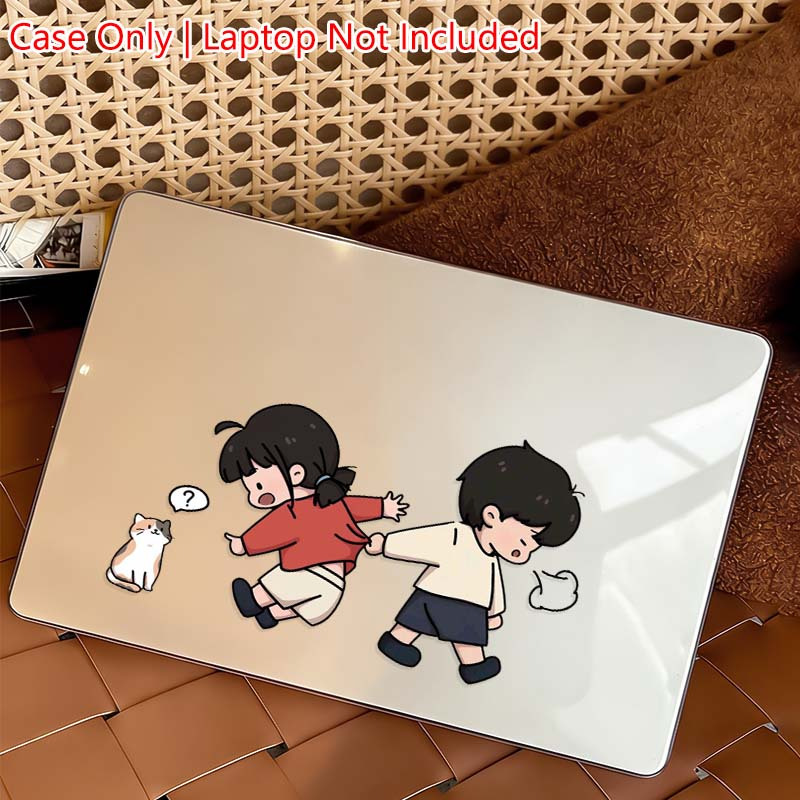 cute cartoon couple pattern plastic laptop protective case including top and   shells compatible with   13 3   13 6 pro 14 2 air 15   2 air 11 6   12 inch   13 3   15 4 pro 15 4  