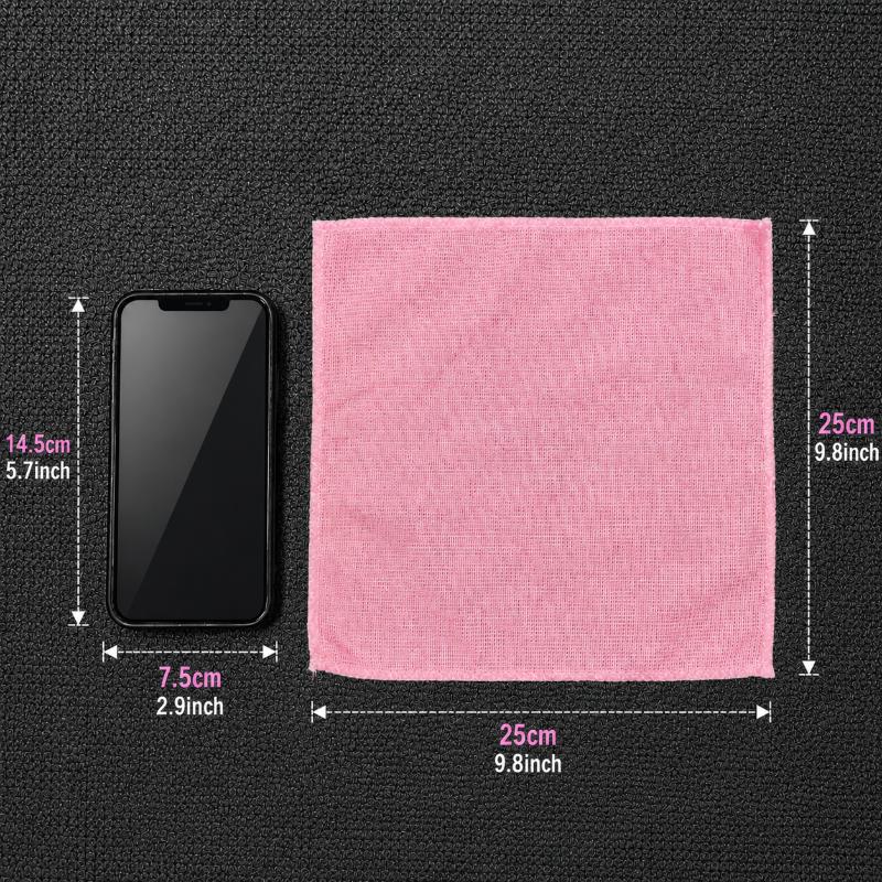 3pcs Pink Microfiber Cleaning Cloths, Lint-Free & Highly Absorbent