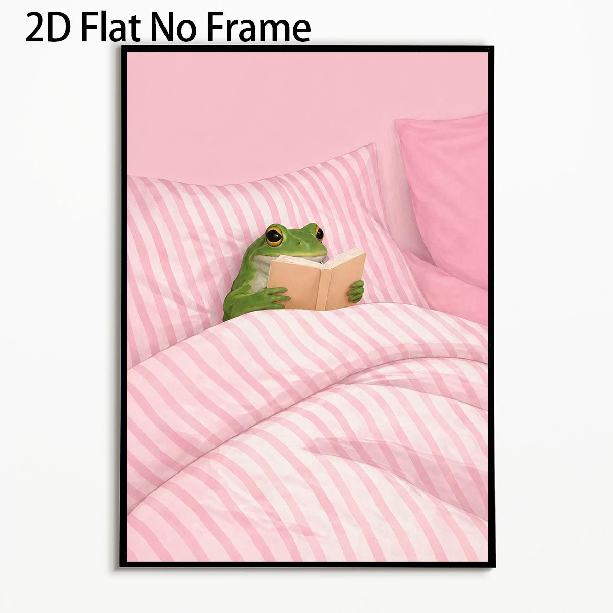 TEMU 2d Flat, 1pc Vertical Pastel Frog - Modern Minimalist Suitable For,, Room, - Unframed Canvas Suitable For Bedroom,, Office - Spring Summer