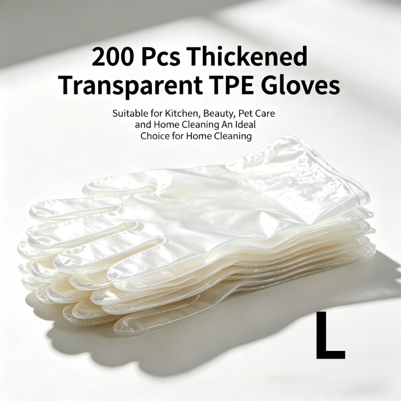 TEMU 200pcs (100 Pairs) Thickened Transparent Tpe Gloves, Flexible And Close-fitting Non-slip, Kitchen Cleaning Anti-grease, Beauty Hygienic, Pet