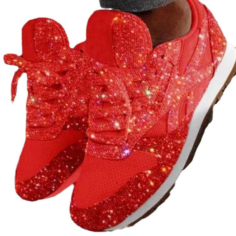 s plus size sparkling     sneakers glittering sequin platform heel breathable pu rubber low top sneakers with arch support cushioned insole   casual formal shoes for     black winter autumn   round toe lace up closure durable pu rubber construction comfortable for casual attire light sports for teenager Product details 4
