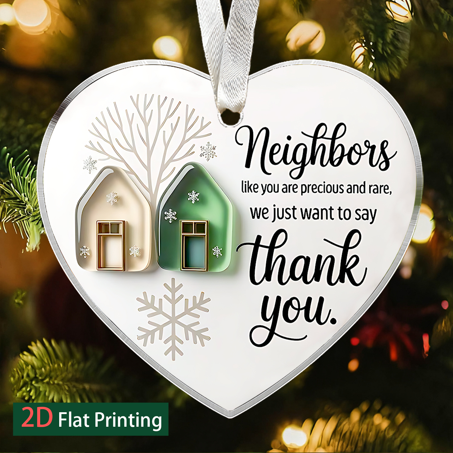 TEMU 2d Flat, 1pc Neighbors We Just Want To Say Thank You Heart Shaped Christmas Gifts Acrylic Hanging Ornament Decoration, Acrylic Pendant, Perfect