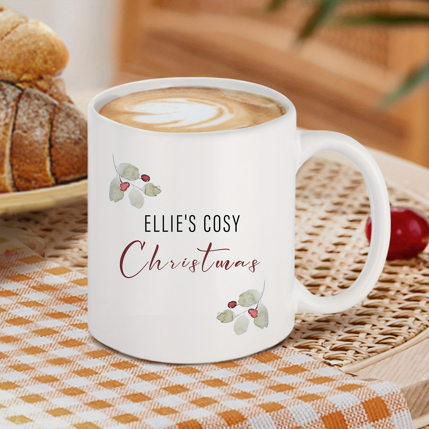 1pc   cozy christmas ceramic mug 11oz customized festive   design bpa free insulated coffee cup hand wash only reusable recyclable for home office party centerpieces housewarming gift multi holiday use halloween hanukkah christmas easter thanksgiving christmas mug holiday drinkware cursive font style bpafree material details 2