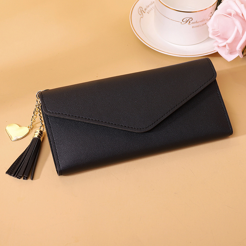 TEMU Card Bag Women 2026 New Women's Long Wallet Korean Version Large Capacity Solid Color Multi-card Bag Storage Coin Purse 3 Folding Floppy Disk