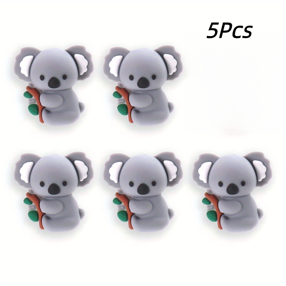E-shop Set mit 5 3D-Koala-förmigen Silikonperlen, ideal für Bastelprojekte wie das Herstellen von Perlenstiften und verschiedenen Perlenkollektionen