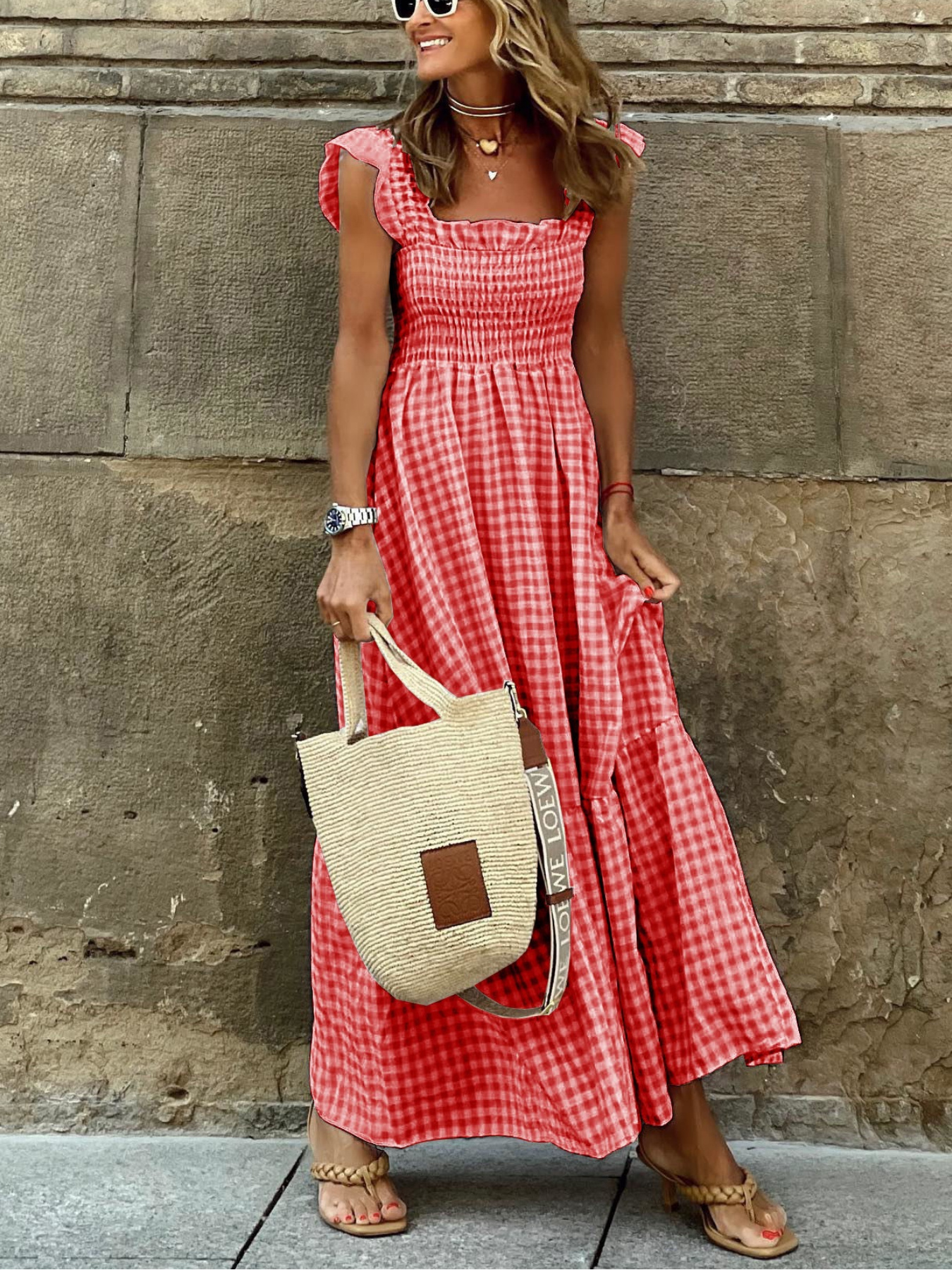 red check dress sold on Temu United States