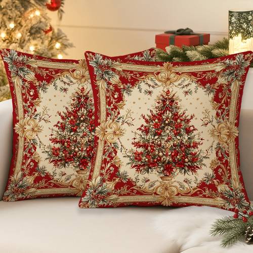 2pcs pack christmas tree pillows soft decorative sofa cushions with zippered removable suitable for sofa living room decor festive holiday cushions for chairs bed ideal for christmas tree centerpiece