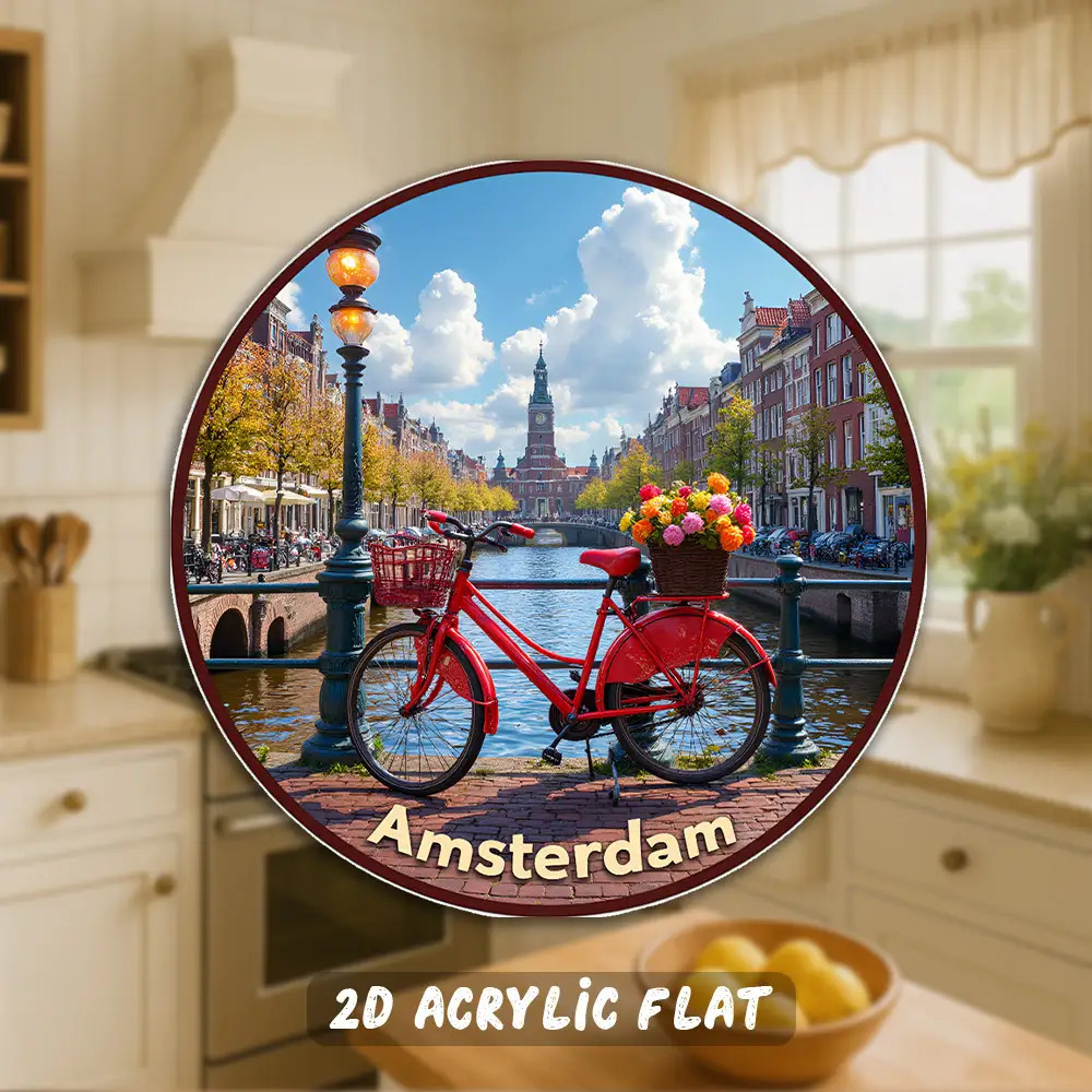 TEMU Amsterdam Netherlands Fridge Magnet Suitable For Fridge Magnets, & Anne Design With Iconic Red - Acrylic Dutch Themed Gift For, Office, Travel