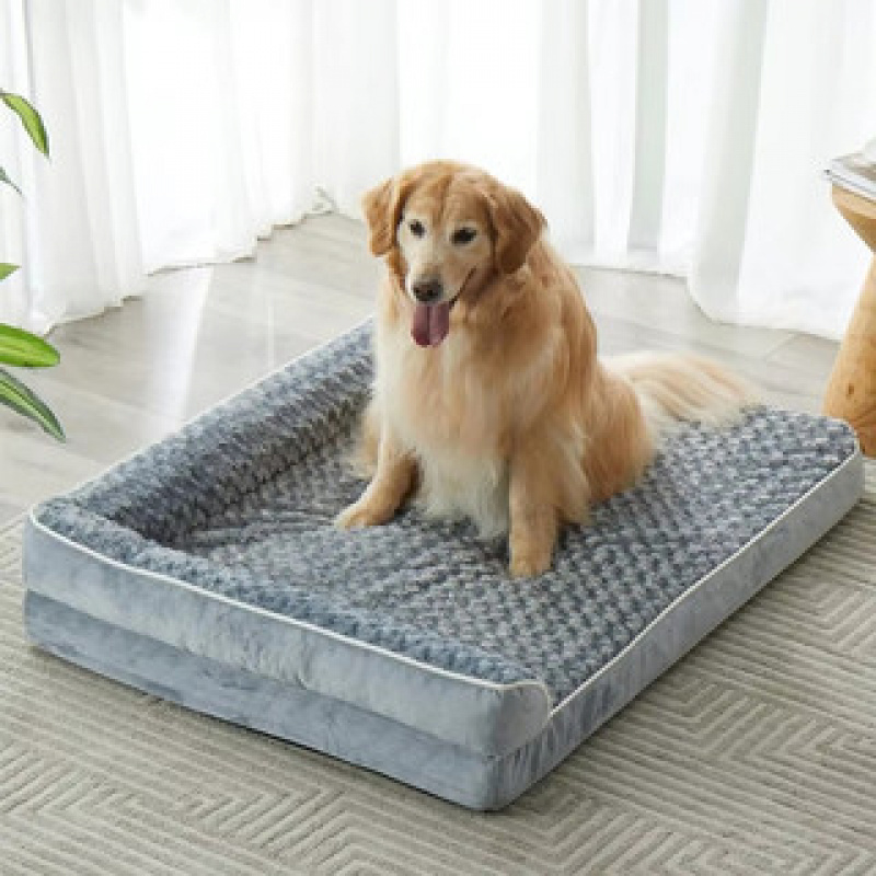 Image of 1pc Of High-density Sponge Large-sized Dog Bed- A Dog Sofa Bed With Soft Cedar Fabric And Orthopedic Design, Featuring A Washable And Non-slip Base For Pets