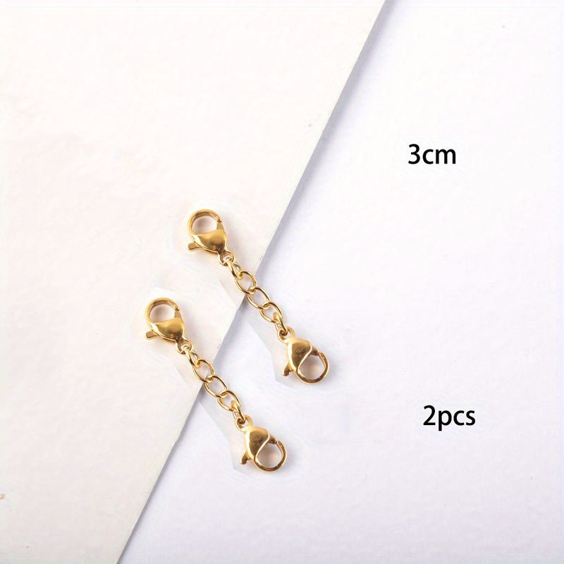 2pcs/pack 304 Stainless Steel Non-fading Double-headed Lobster Clasp Tail Chain Handmade Jewelry Additions Necklace Bracelet Adjustment Chain Necklace Extension Chain