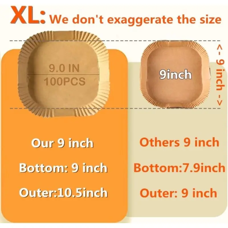 0pcs 9-inch fryer disposable paper liners - thickened waterproof & oilproof baking sheets, square air fryer rack liners for 6- qt ovens, microwaves, grills - heat-resistant, easy , mess-free cooking (compatible with air fryers, conventional ovens, ), oven safe liner, heatresistant liner, nonstick surface, durable sheets, oilproof material, ovensafe liner, meal preppers, home cooks Product details 1