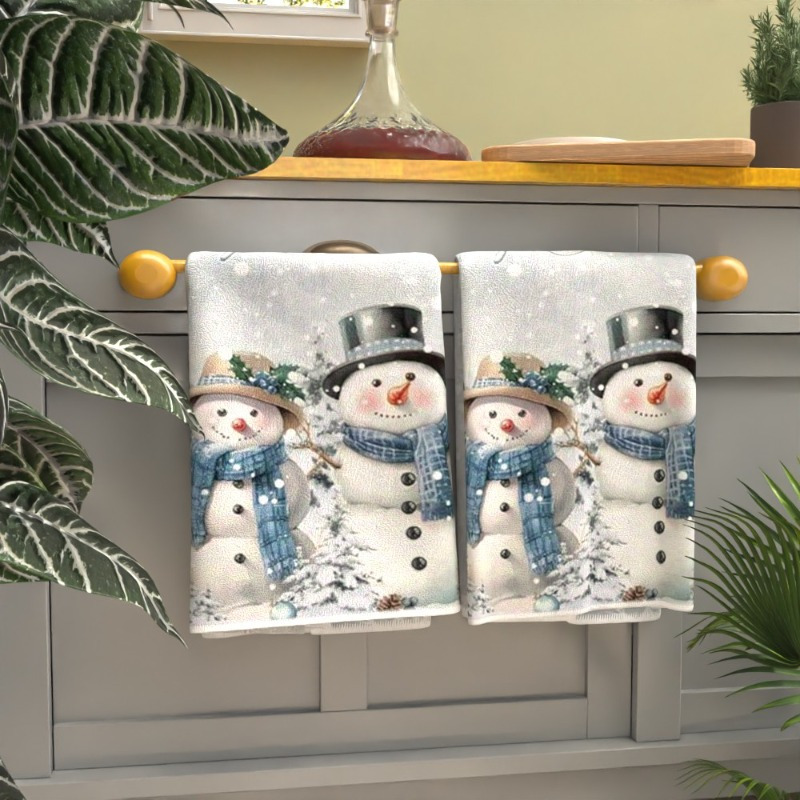 

2pcs Snowman Christmas Towels Set, 18x26 , Polyester, , & Bathroom Towels, Decor