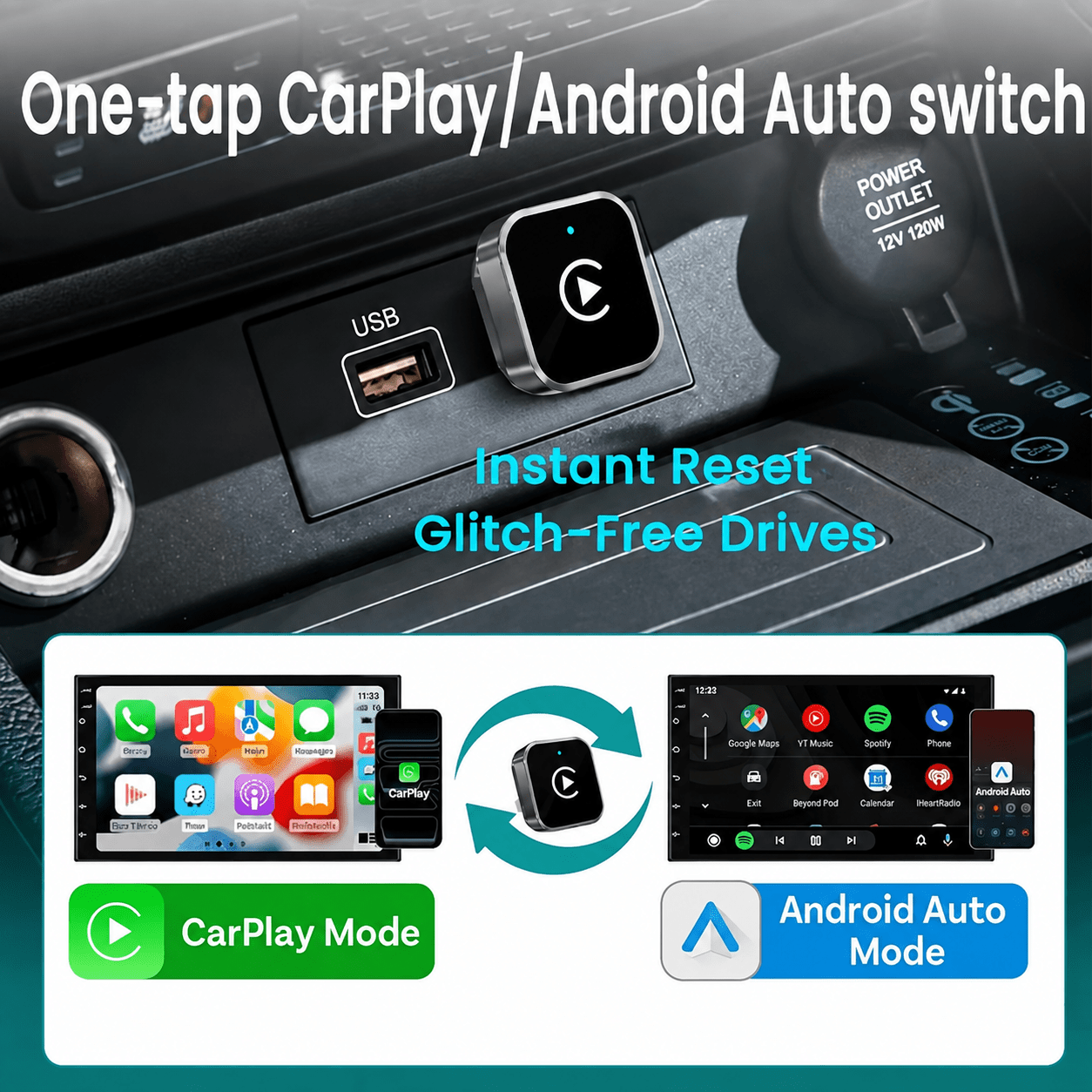 TEMU 2026 Upgrade Adapter, Mini Usb Wired To Dongle, Plug And Play Low Latency Gps For Iphone, Ios 10 , 2016  Factory Wired Carplay Vehicles, Without