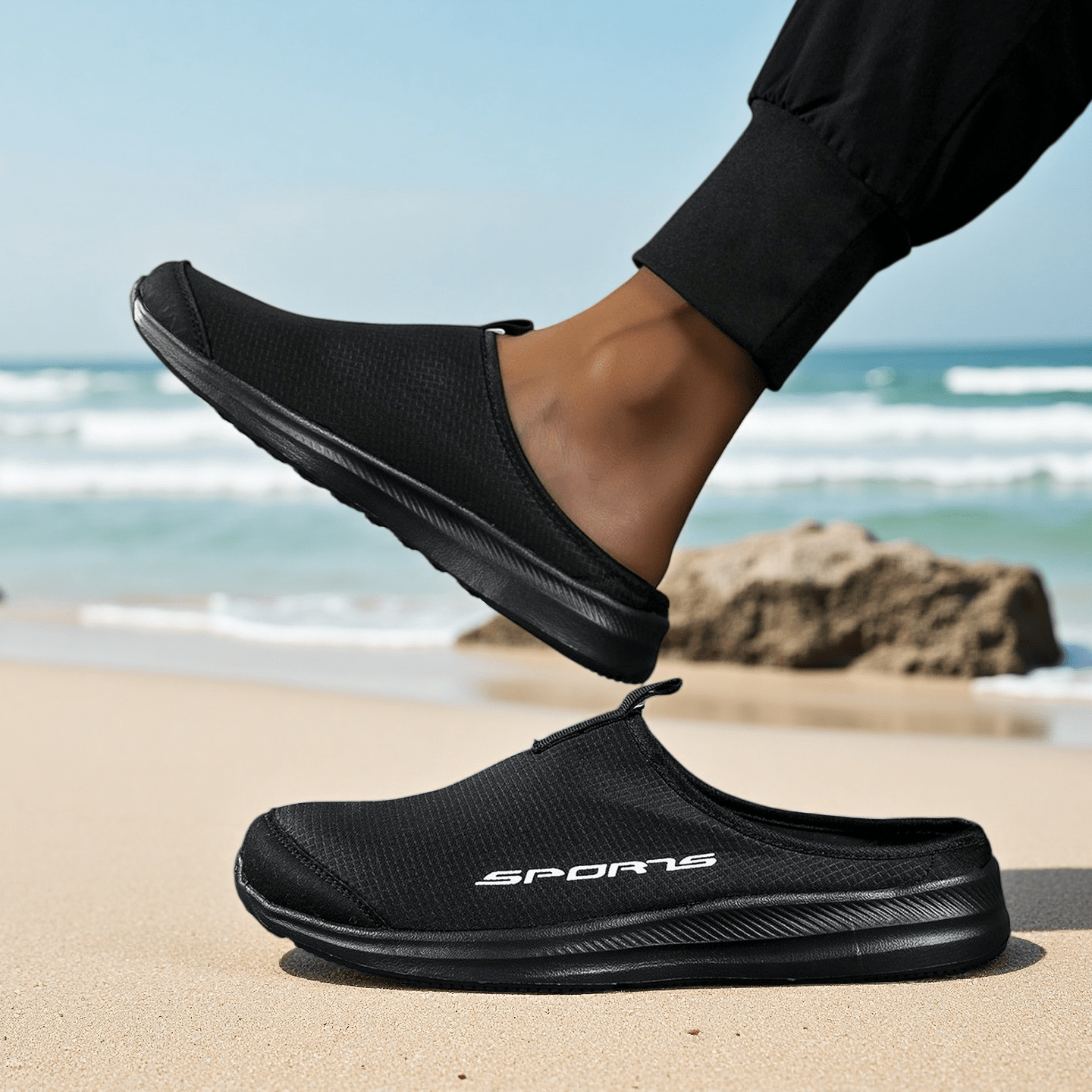 Men's Sporty Mules - Breathable Mesh Walking Shoes, Lightweight Athletic Half Slippers for Men - Casual Sneakers for Gym & Outdoor