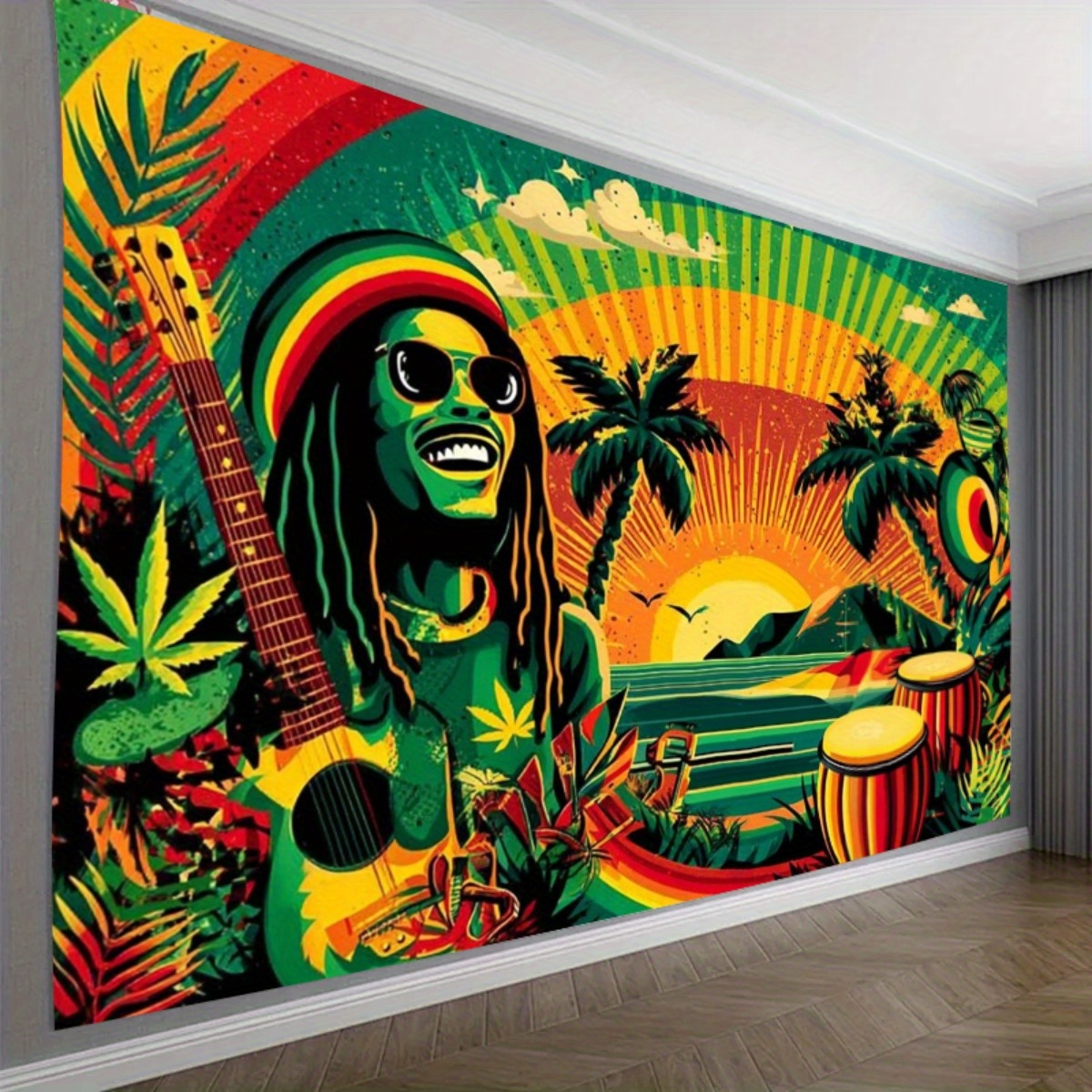 Reggae Music Theme Backdrop Banner For Party And Room Decoration_voghion.com