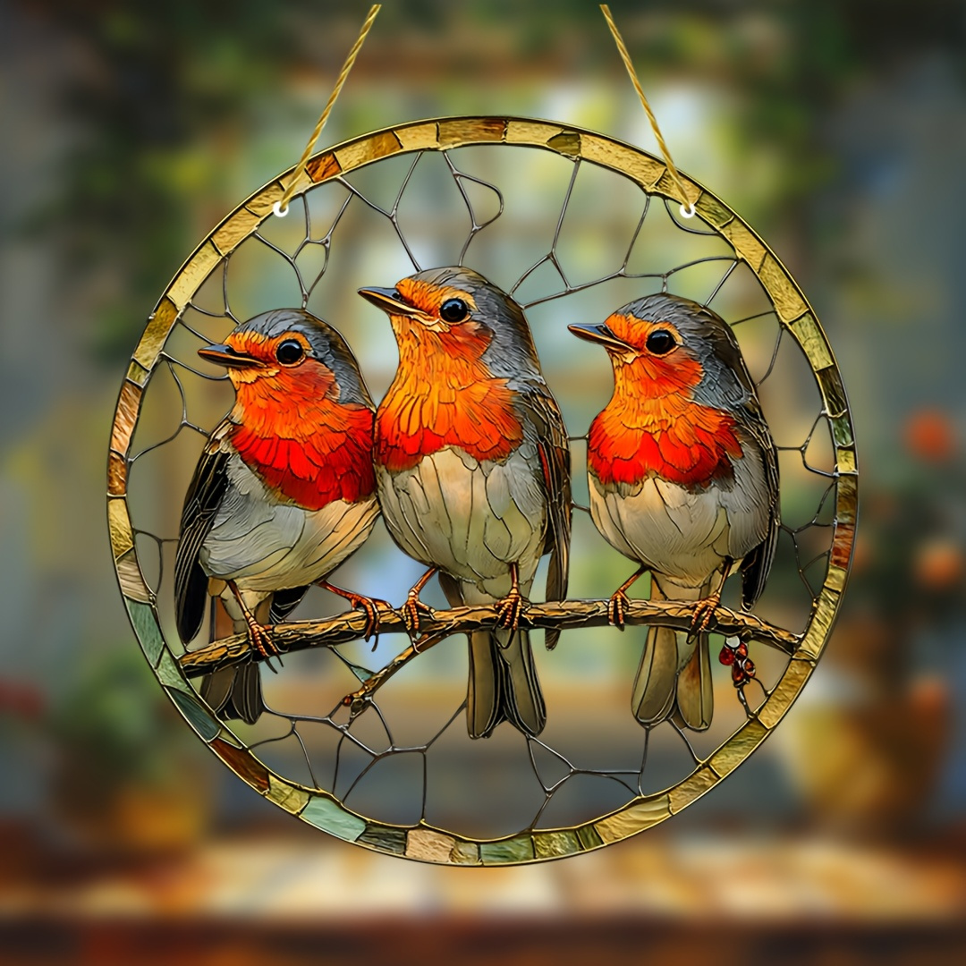 TEMU 2d Flat, 2d Flat Acrylic Sparrow Suncatcher Wall Hanging Decor - Window & Garden Ornament Suitable For Windows, Walls, Rooms, Decoration With