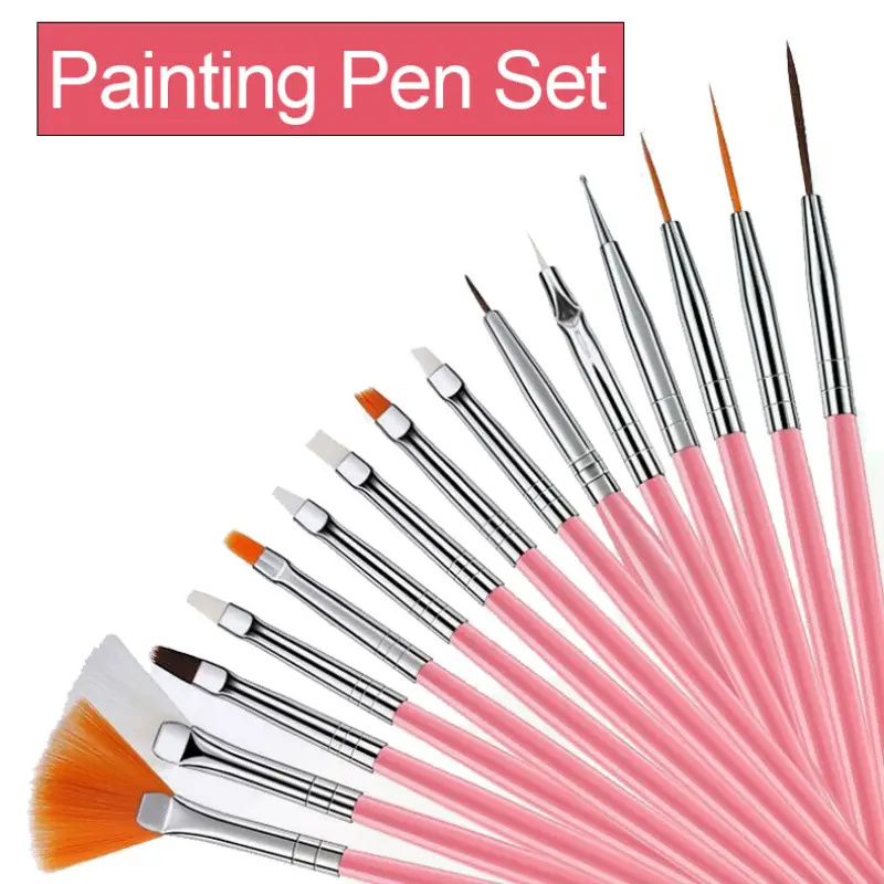 15-Piece Fine Detail Paint Brush Set For Miniatures & Models - Assorted Shapes (Round, Liner, Flat), Synthetic Taklon